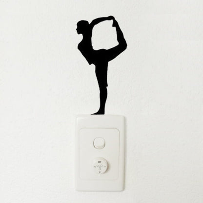 Light Switch Wall Stickers Surfing Ballet Yoga Kids Balloons Flute Kitten Cat Black - Ballet - Asia Sell