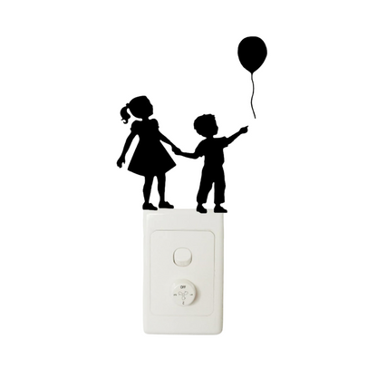 Light Switch Wall Stickers Surfing Ballet Yoga Kids Balloons Flute Kitten Cat Black - Kids Playing - Asia Sell