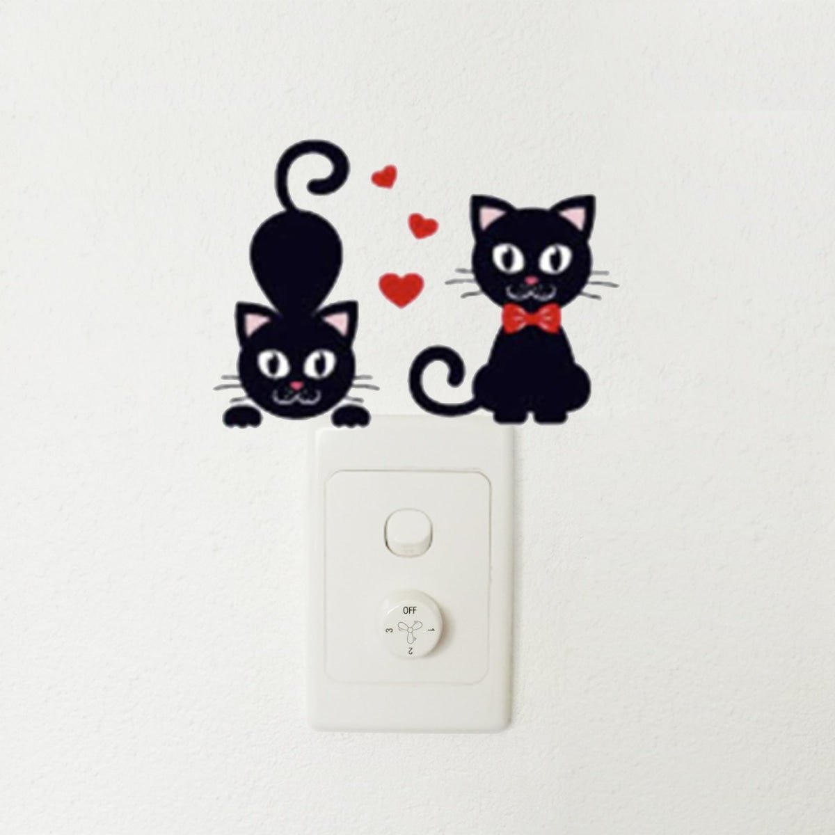 Light Switch Wall Stickers Surfing Ballet Yoga Kids Balloons Flute Kitten Cat Black - Kittens with Bowties - Asia Sell