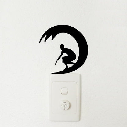 Light Switch Wall Stickers Surfing Ballet Yoga Kids Balloons Flute Kitten Cat Black - Surfing - Asia Sell