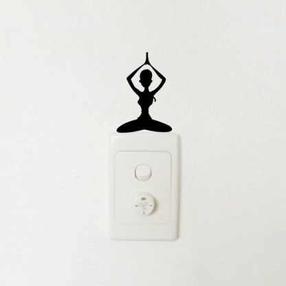 Light Switch Wall Stickers Surfing Ballet Yoga Kids Balloons Flute Kitten Cat Black - Yoga - Asia Sell