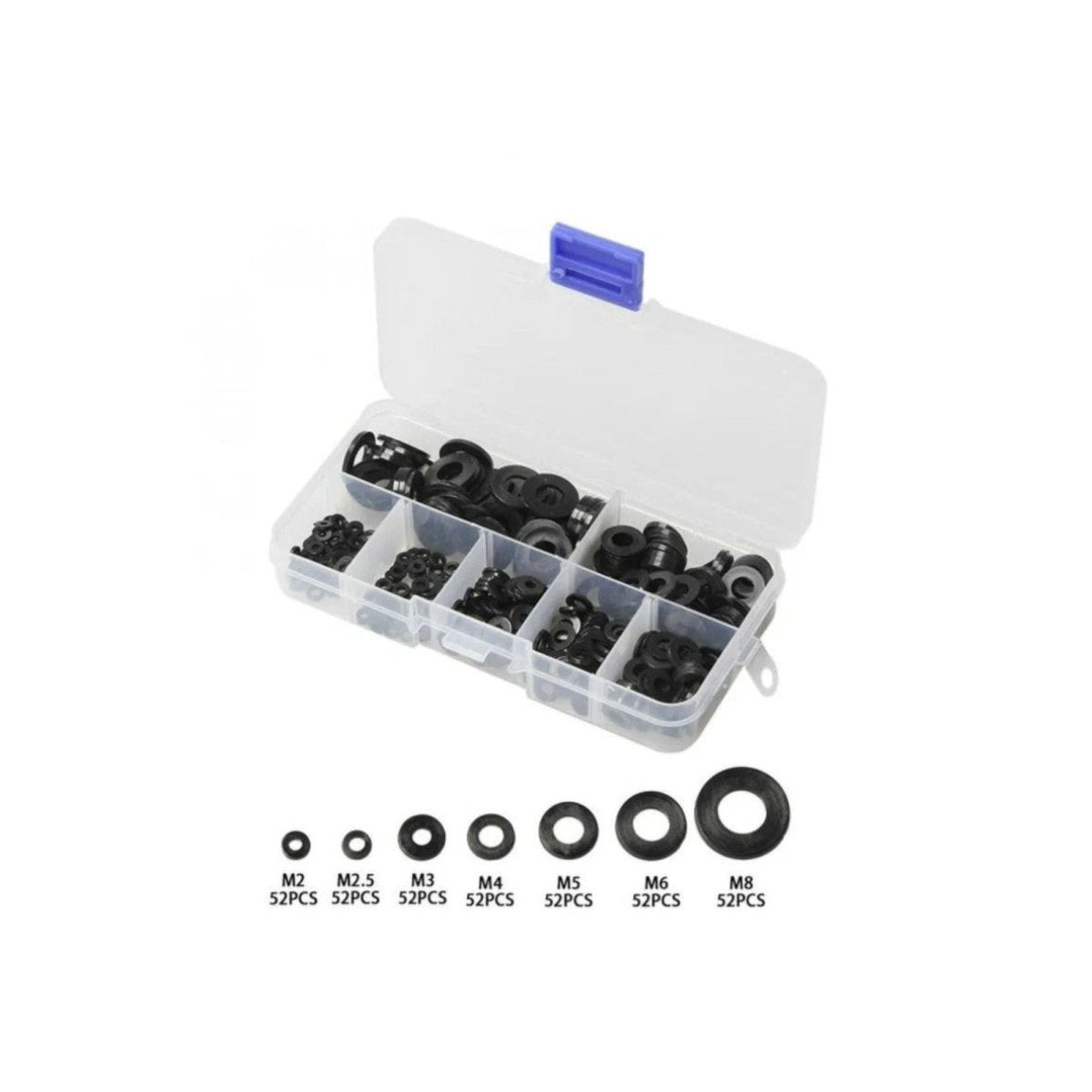 M2 M3 M4 M5 M6 M8 M10 Black Washer Insulation Gasket Washers Kit Tool - 350pcs Black M2-M8 - Asia Sell