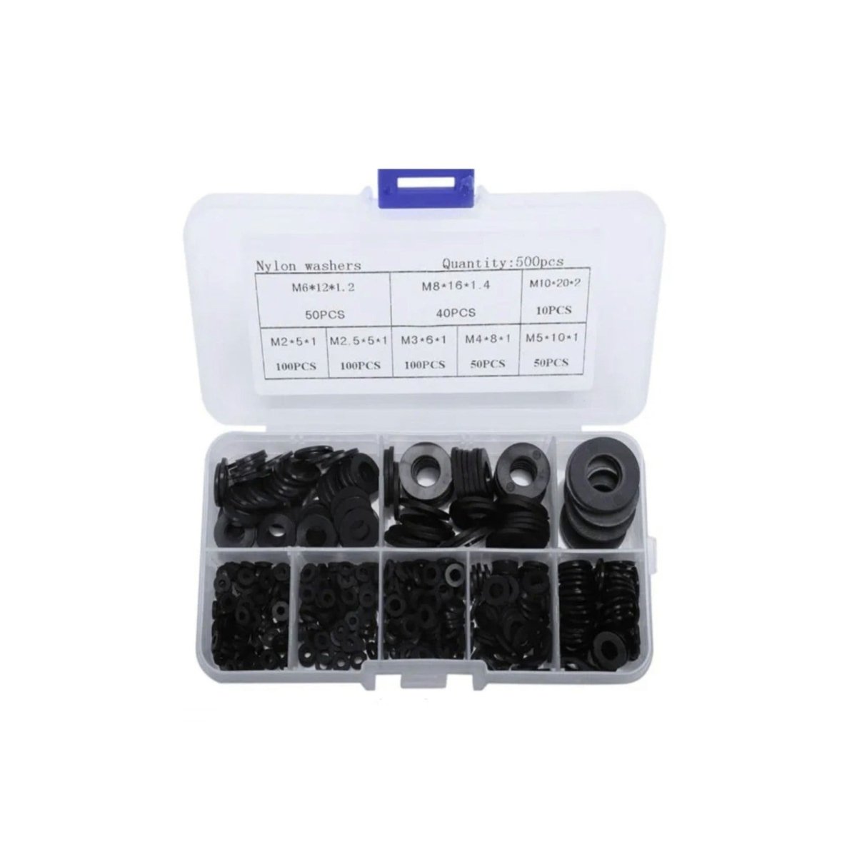 M2 M3 M4 M5 M6 M8 M10 Black Washer Insulation Gasket Washers Kit Tool - 500pcs Black M2-M10 - Asia Sell