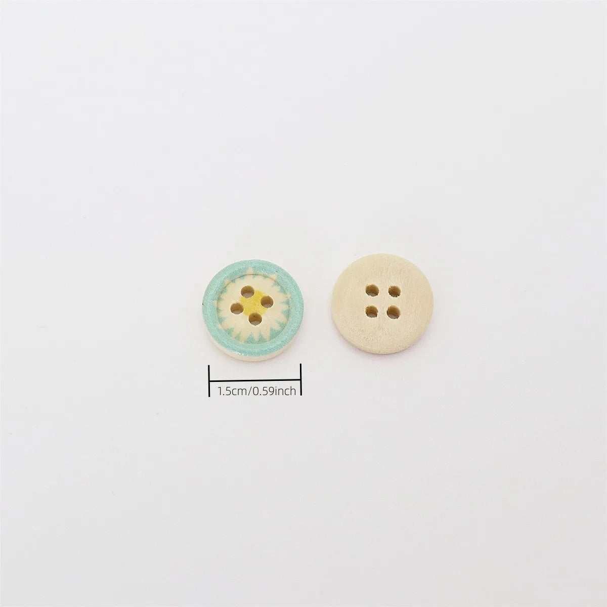 25pcs 4-Hole Flower Daisy Buttons Design Multicoloured 15mm Painted Edge