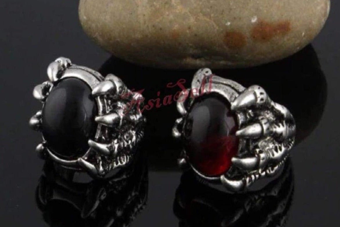 Mens Fashion Red Black Skull Dragon Claw Finger Ring Punk Size 8 U.S., 18mm Dia - Black 8(US) / P-1/2(Aus) / 57mm Circum. - Asia Sell