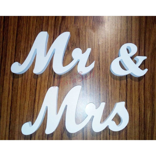 Mr & Mrs Bride & Groom Wedding Table Decoration White 8.5cm Height - - Asia Sell