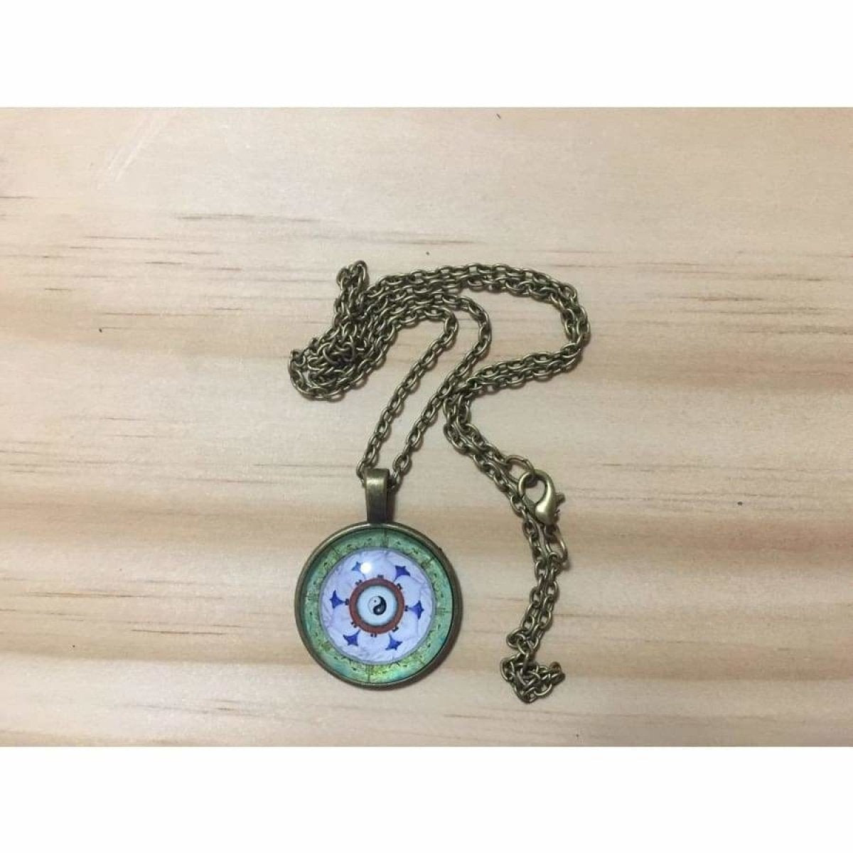 OM Hindu Symbol Necklace Spiritual Mandala Glass Gem Hollow Moon Pendant Choker - J Gold Yin Yang - Asia Sell