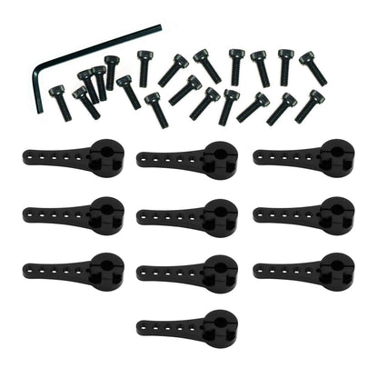 Blue Gold Black RC Steering Servo Horn Arm 25T Teeth Long RC Car Hex Key - 10pcs BLACK + Hex Key - Asia Sell