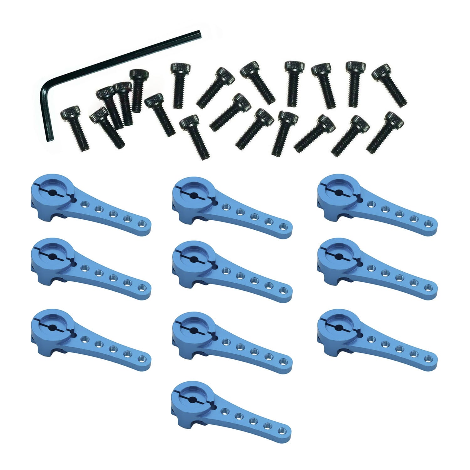 RC Steering Servo Horn Arm 25T Teeth Long RC Car Hex Key - 10pcs BLUE + Hex Key - Asia Sell