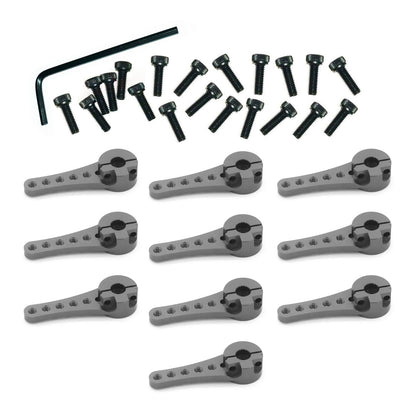 Blue Gold Black RC Steering Servo Horn Arm 25T Teeth Long RC Car Hex Key - 10pcs GREY + Hex Key - Asia Sell