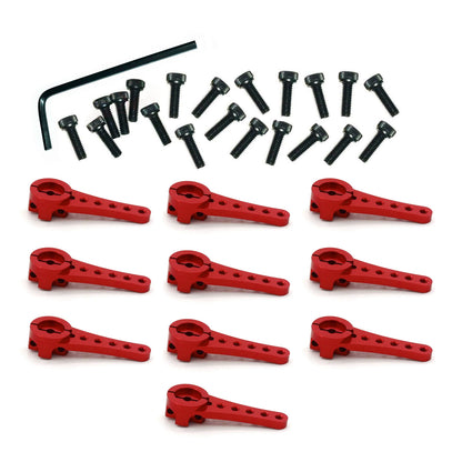 RC Steering Servo Horn Arm 25T Teeth Long RC Car Hex Key - 10pcs RED + Hex Key - Asia Sell