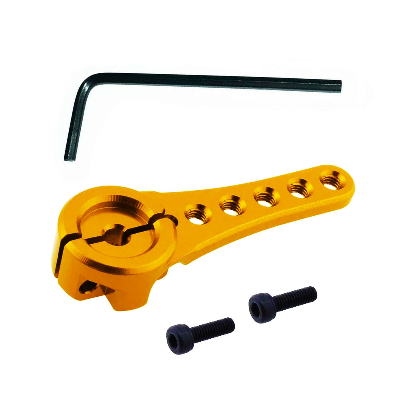 Blue Gold Black RC Steering Servo Horn Arm 25T Teeth Long RC Car Hex Key - 1pcs Gold + Hex Key - Asia Sell