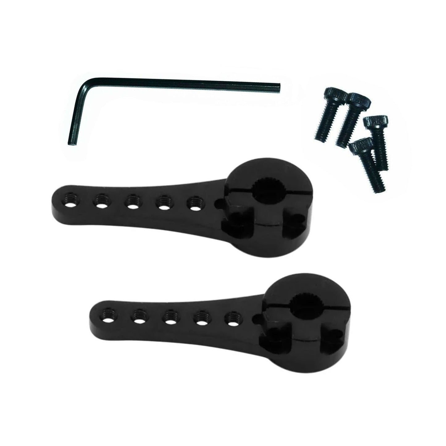 Blue Gold Black RC Steering Servo Horn Arm 25T Teeth Long RC Car Hex Key - 2pcs BLACK + Hex Key - Asia Sell