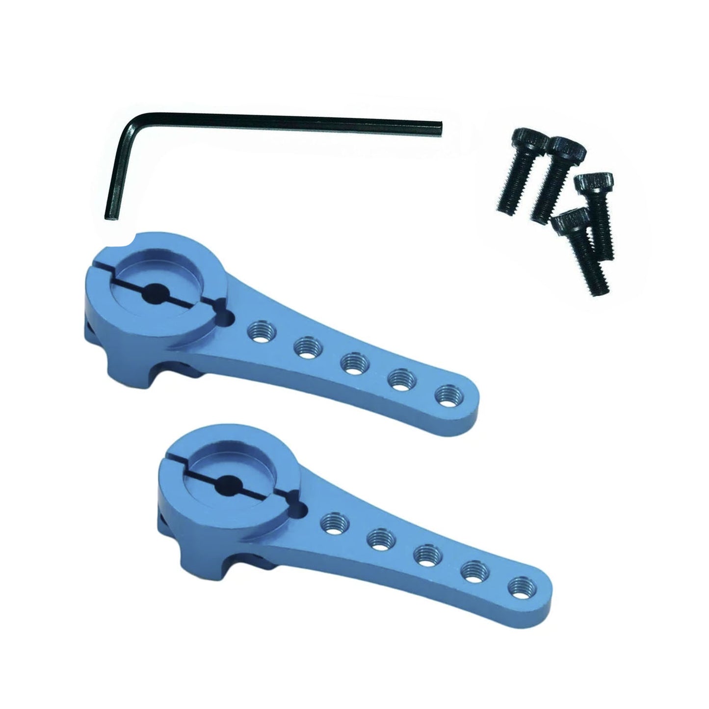 Blue Gold Black RC Steering Servo Horn Arm 25T Teeth Long RC Car Hex Key - 2pcs Blue + Hex Key - Asia Sell