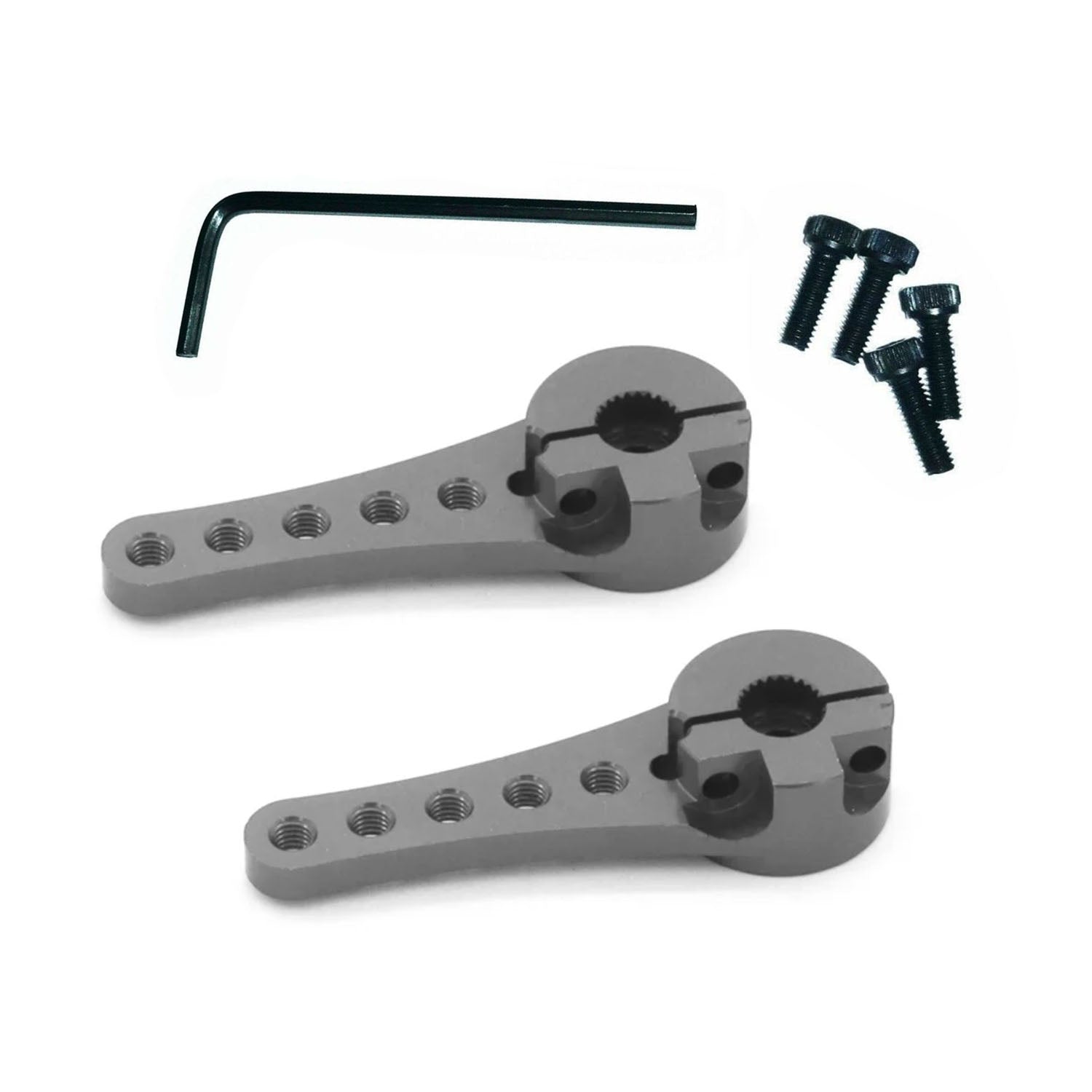 Blue Gold Black RC Steering Servo Horn Arm 25T Teeth Long RC Car Hex Key - 2pcs GREY + Hex Key - Asia Sell