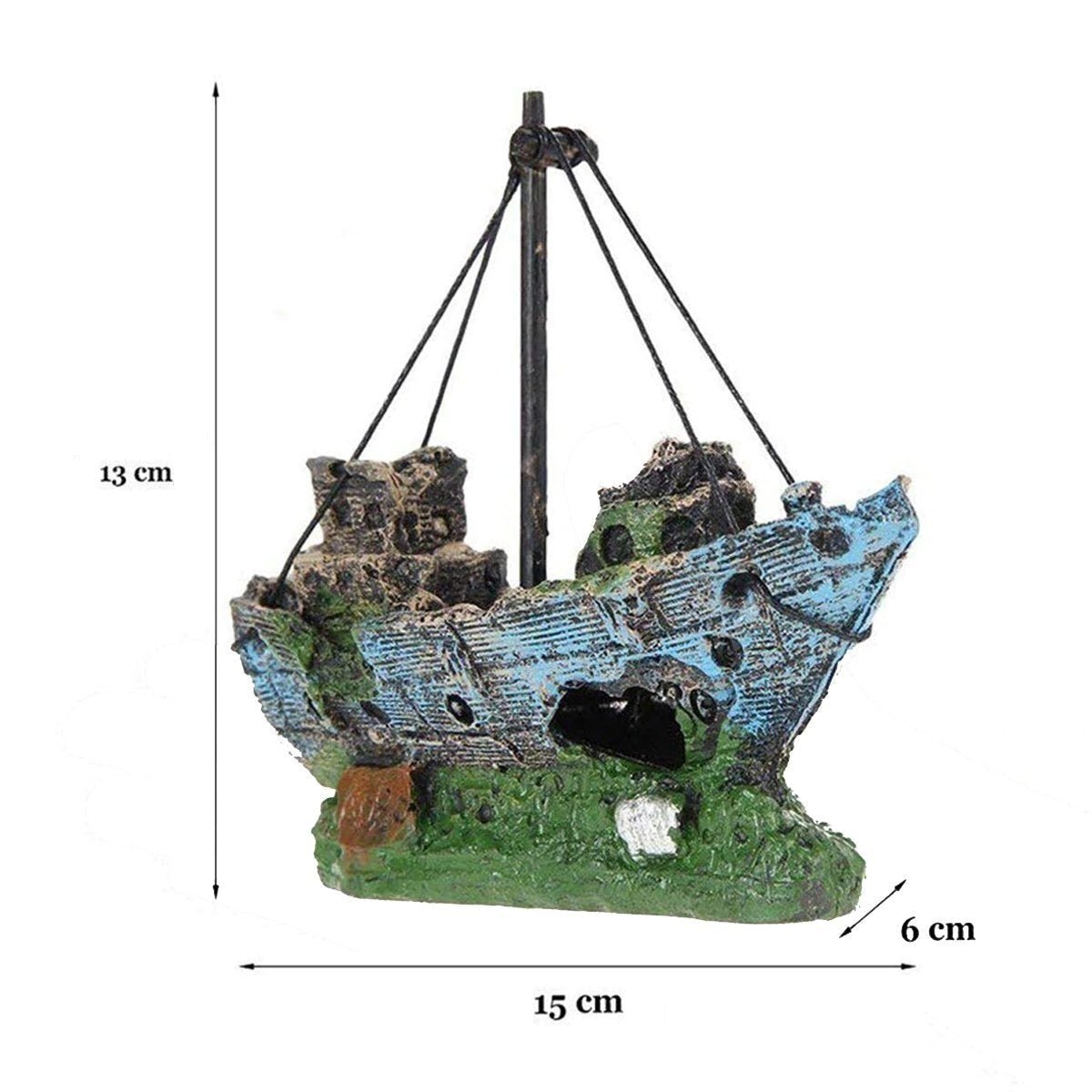 Resin Aquarium Fish Tank Decoration Pirate Shipwreck Ship Wreck Boat Figurine Toy - A - Asia Sell