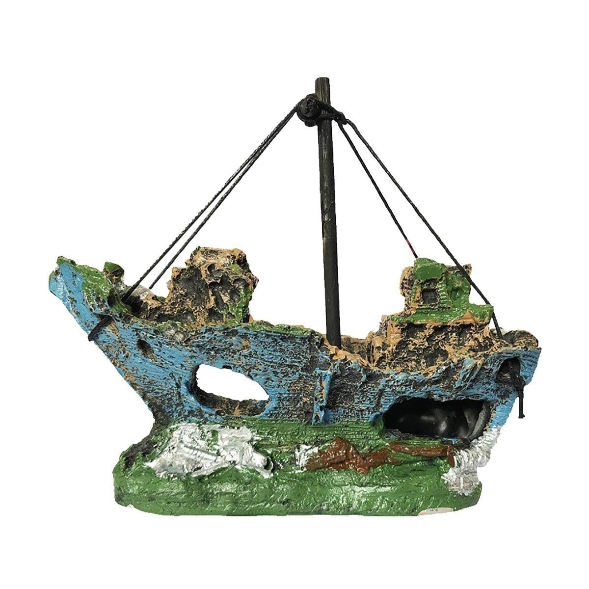 Resin Aquarium Fish Tank Decoration Pirate Shipwreck Ship Wreck Boat Figurine Toy - B - Asia Sell