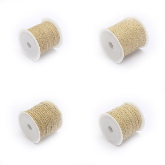 Set of 4 Rolls 5-15m Natural Jute Twine Burlap String Rope Thread Party Wedding Gift Wrapping - - Asia Sell