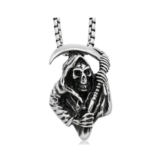 Skull Death Sickle Pendant Necklace Grim Reaper Retro Hip-Hop Rock Punk - - Asia Sell