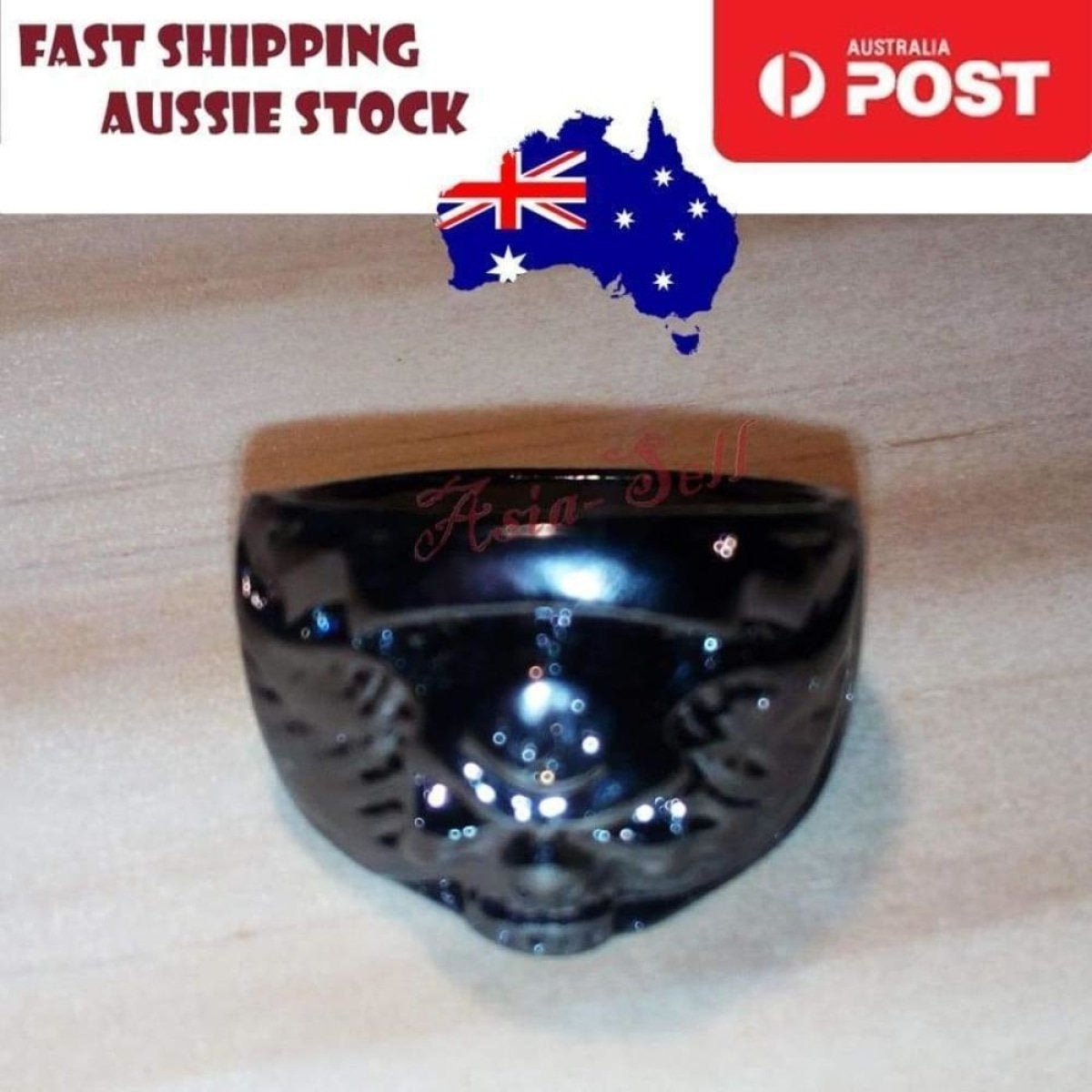 Skull Ring Rings Gold Black Silver Colours Size 6 7 8 9 10 11 - Black Size 10 (code Z) - Asia Sell