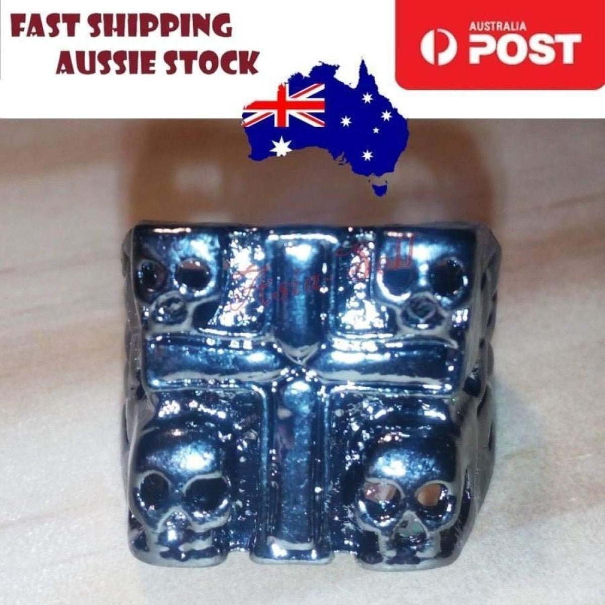 Skull Ring Rings Gold Black Silver Colours Size 6 7 8 9 10 11 - Black Size 8 (code T) - Asia Sell