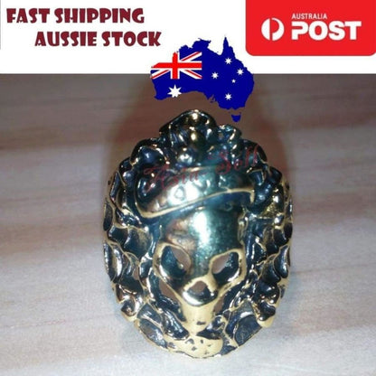 Skull Ring Rings Gold Black Silver Colours Size 6 7 8 9 10 11 - Gold Size 10.5 (code AJ) - Asia Sell