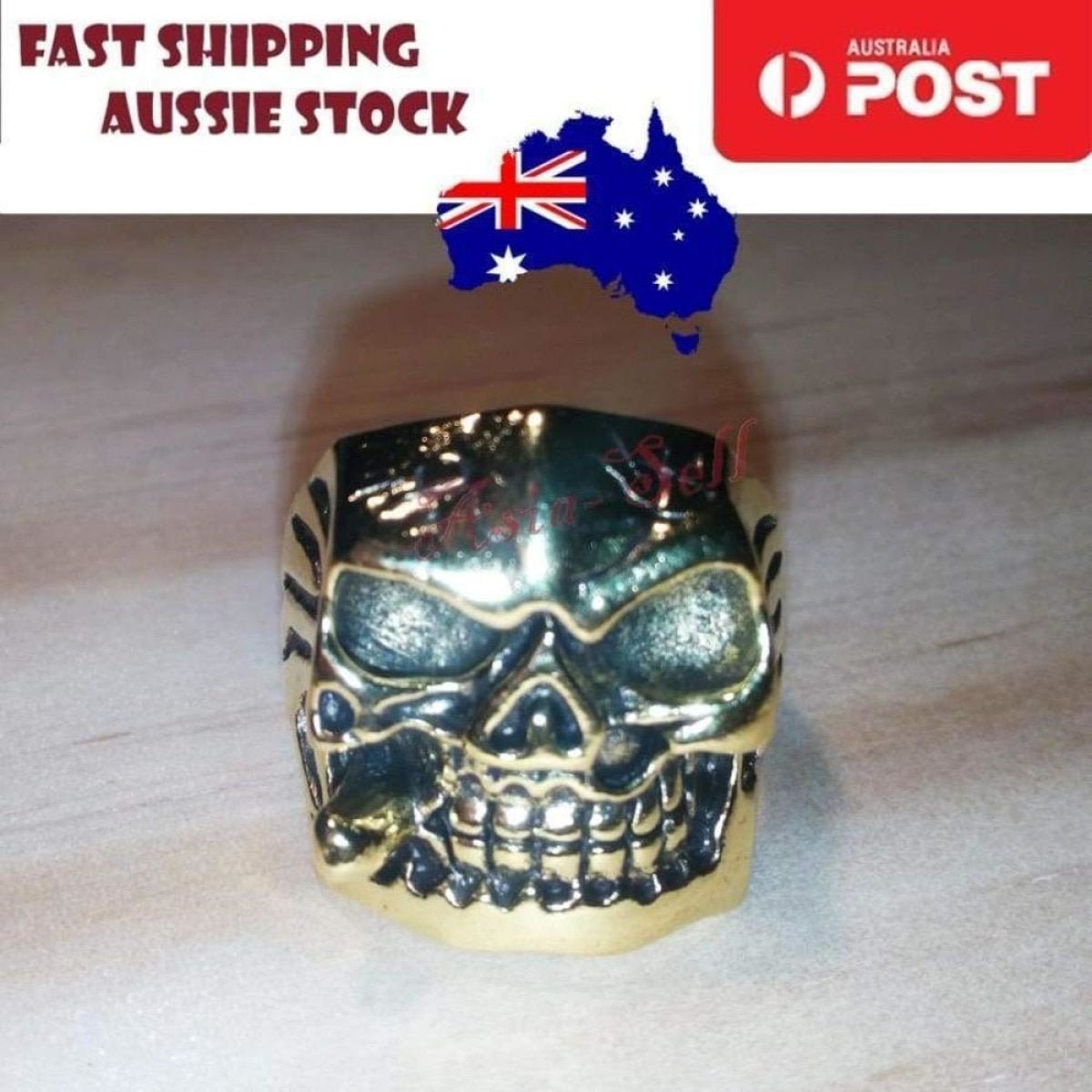 Skull Ring Rings Gold Black Silver Colours Size 6 7 8 9 10 11 - Gold Size 11 (code AO) - Asia Sell