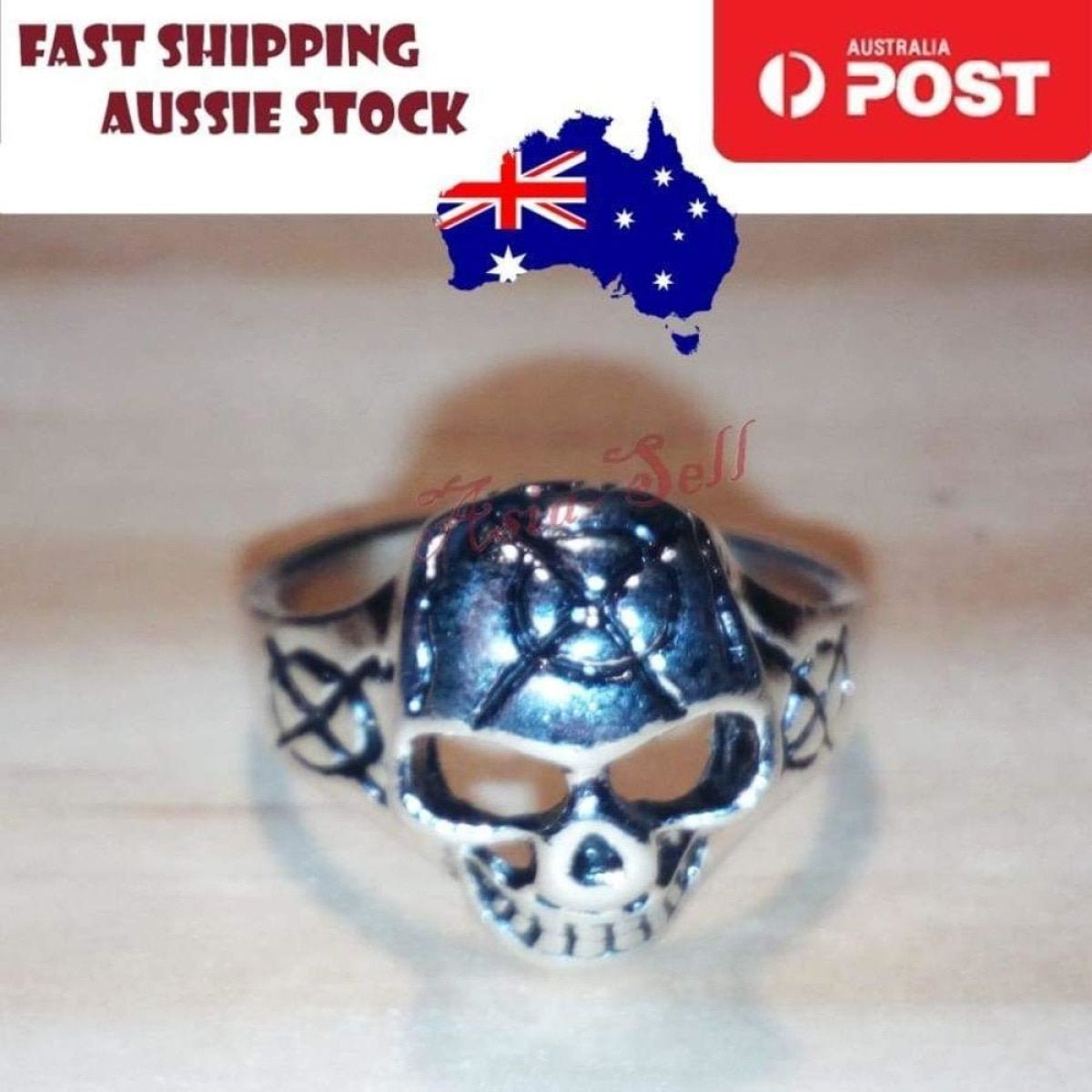 Skull Ring Rings Gold Black Silver Colours Size 6 7 8 9 10 11 - Silver Size 7.5 (code Q) - Asia Sell