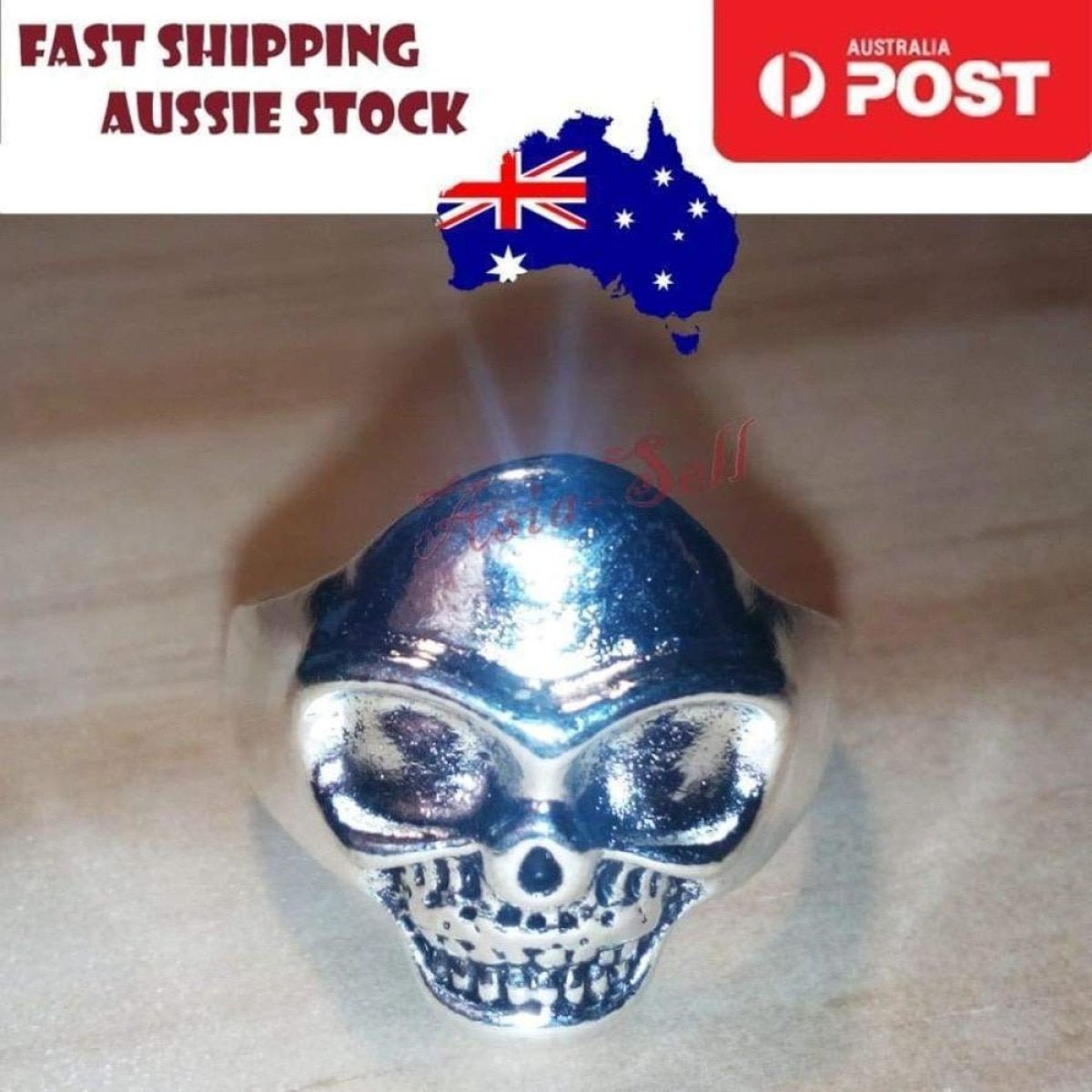 Skull Ring Rings Gold Black Silver Colours Size 6 7 8 9 10 11 - Silver Size 8 (code N) - Asia Sell