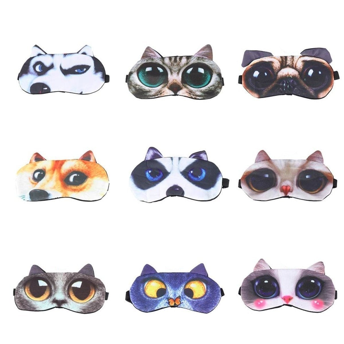 Sleep Mask Eye Mask Cover Shade Cat Sleeping Womens Mens Soft Portable Travel - Dog 1 - Asia Sell