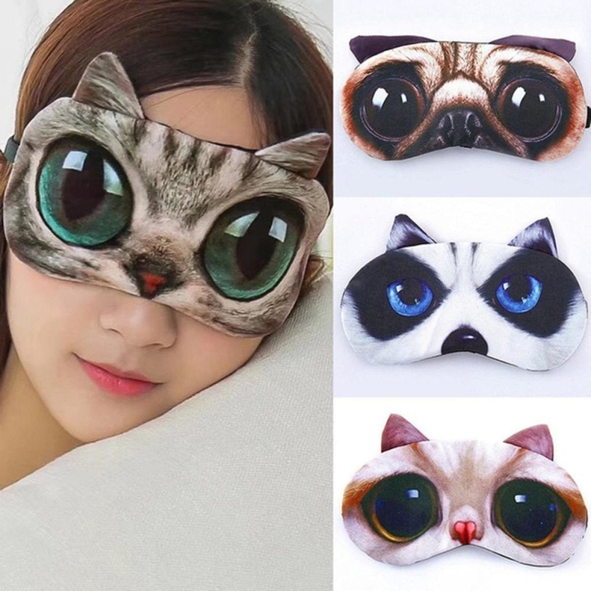 Sleep Mask Eye Mask Cover Shade Cat Sleeping Womens Mens Soft Portable Travel - Owl 1 - Asia Sell