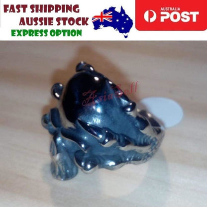 Stainless Steel Skull Ring Head Evil Ring Rings Black Silver Gold Silver Biker - Type 6 Size 9 U.S. 60mm - Asia Sell