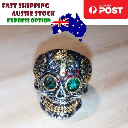 Stainless Steel Skull Ring Head Evil Ring Rings Black Silver Gold Silver Biker - Type 7 Size 8 U.S. 57mm - Asia Sell