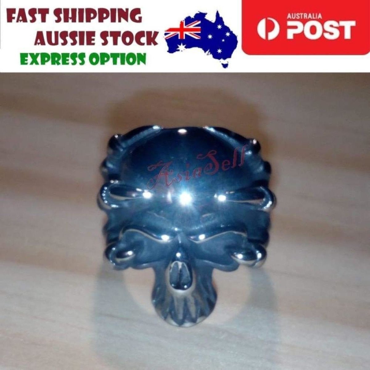 Stainless Steel Skull Ring Head Evil Ring Rings Black Silver Gold Silver Biker - Type 8 Size 9 U.S. 60mm - Asia Sell