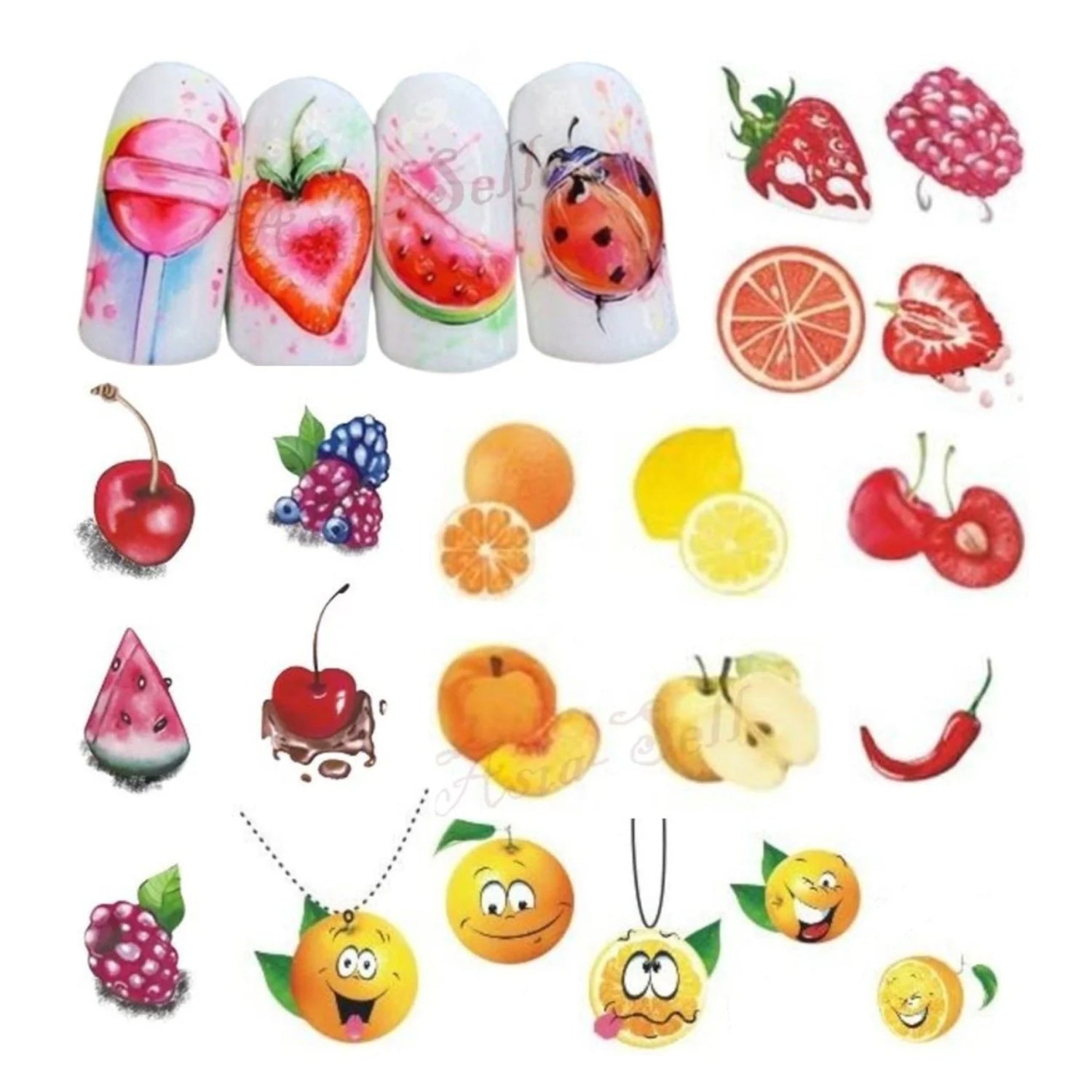 Strawberry Summer Cake & Fruit Stickers For Nails Nail Art Manicure - STZ-489 - Asia Sell
