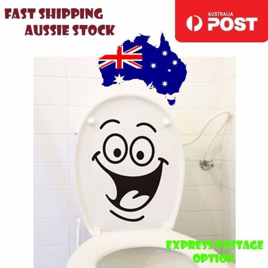 Toilet Seat Lid Sticker Funny Smile Bathroom Decals Removable Wall Art Tiles - - Asia Sell