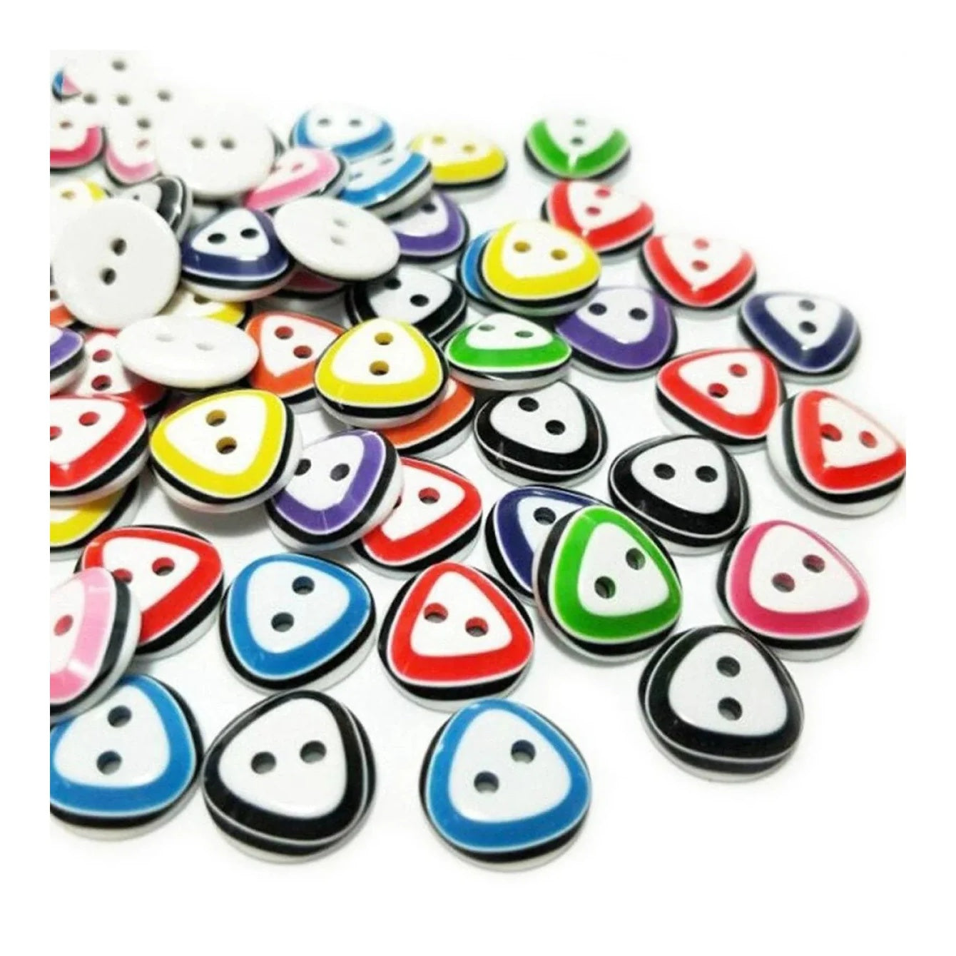 100pcs 12mm Triangular Shape 2 Hole Buttons Mixed Colour Children's Clothing Sewing Triangle