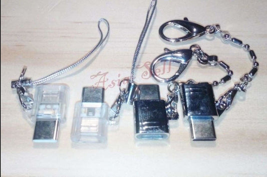 USB 3.1 Type C Male to Micro USB Female Converter Adaptor Keychain Key Chain Keyring Pendant Tag Charm - Model Left Side of Image - Asia Sell