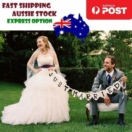 Wedding Decoration 2m JUST MARRIED Wedding Card Banner Party Bridal Shower Table - - Asia Sell