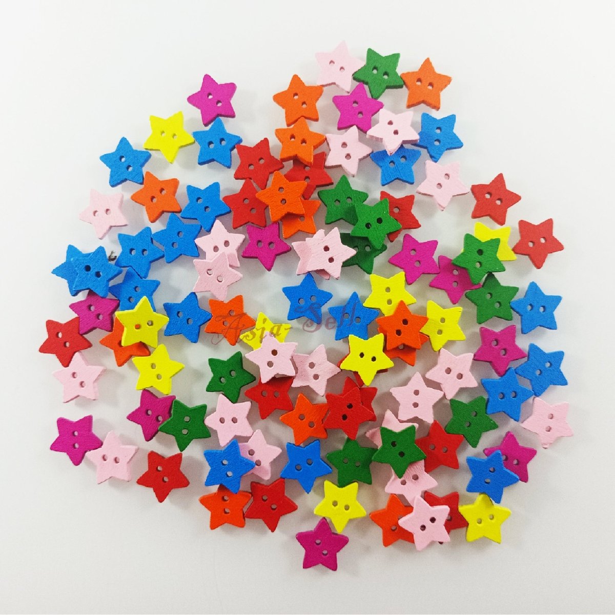 Wood Buttons 13mm Stars 2 Holes Sewing Baby Clothing Multicoloured Mixed Colours - 100pcs - Asia Sell