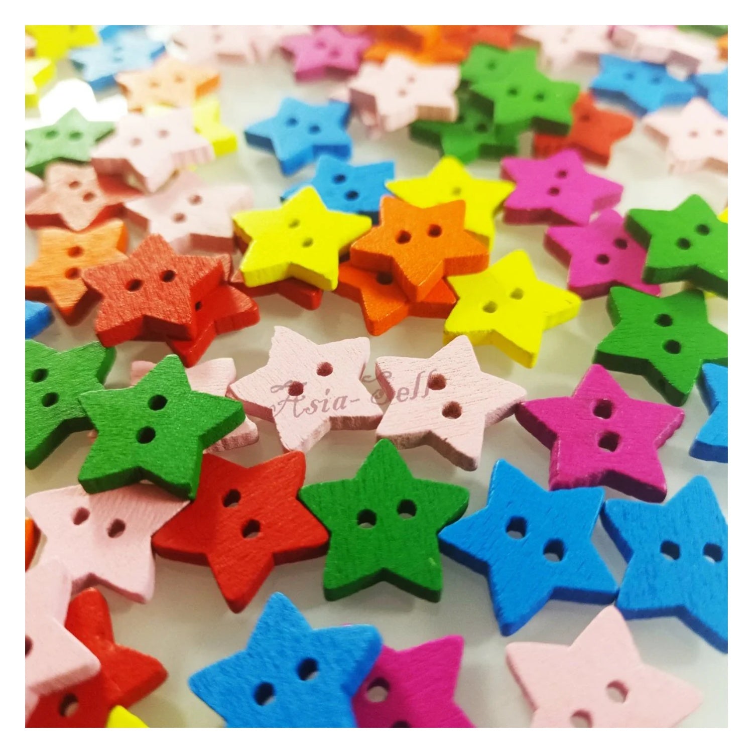 Wood Buttons 13mm Stars 2 Holes Sewing Baby Clothing Multicoloured Mixed Colours - 200pcs - Asia Sell