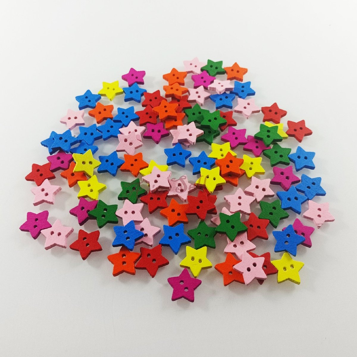 Wood Buttons 13mm Stars 2 Holes Sewing Baby Clothing Multicoloured Mixed Colours - 20pcs - Asia Sell