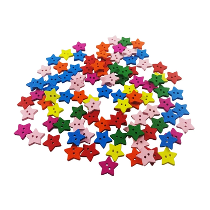 Colorful star-shaped buttons on a white background