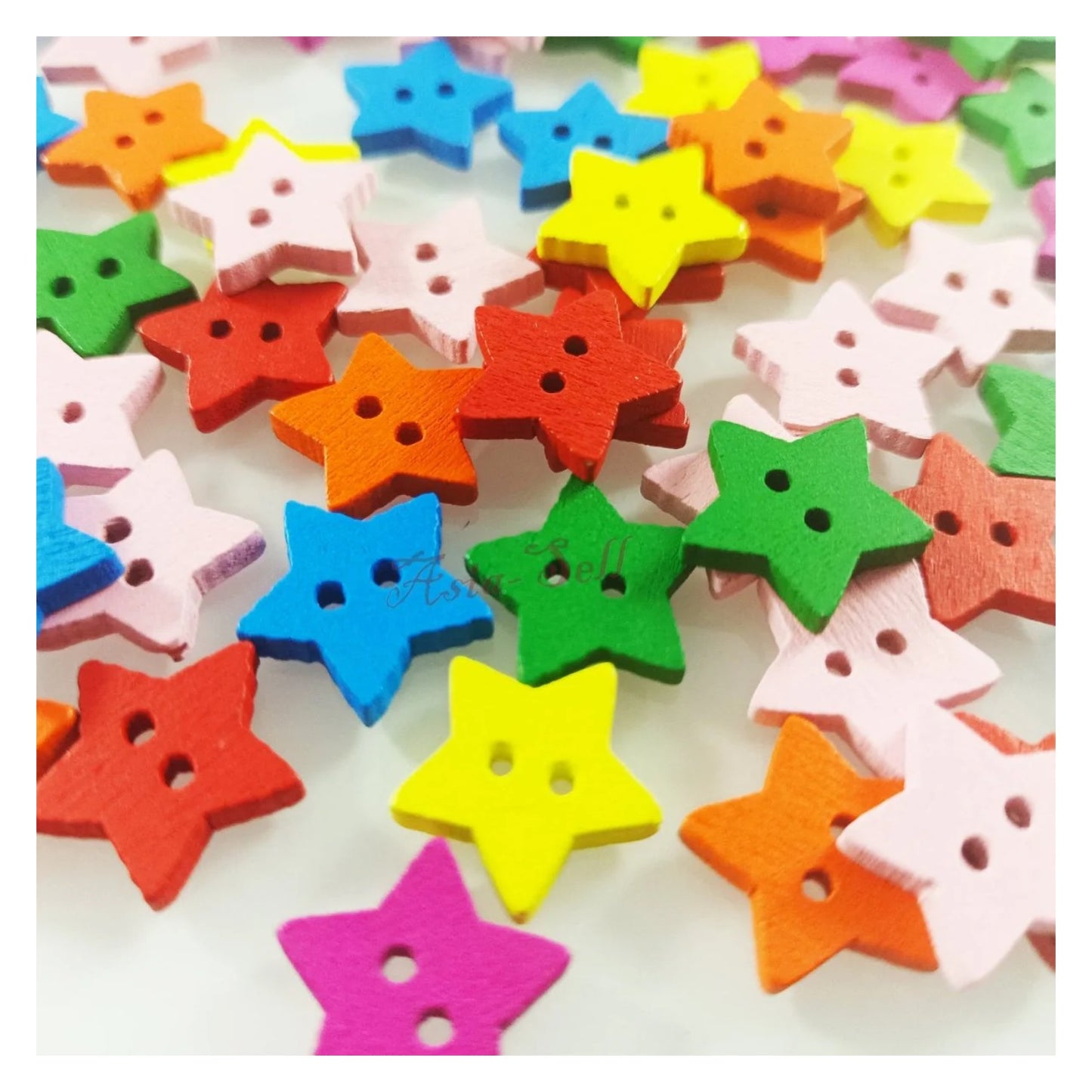 Wood Buttons 13mm Stars 2 Holes Sewing Baby Clothing Multicoloured Mixed Colours - 500pcs - Asia Sell