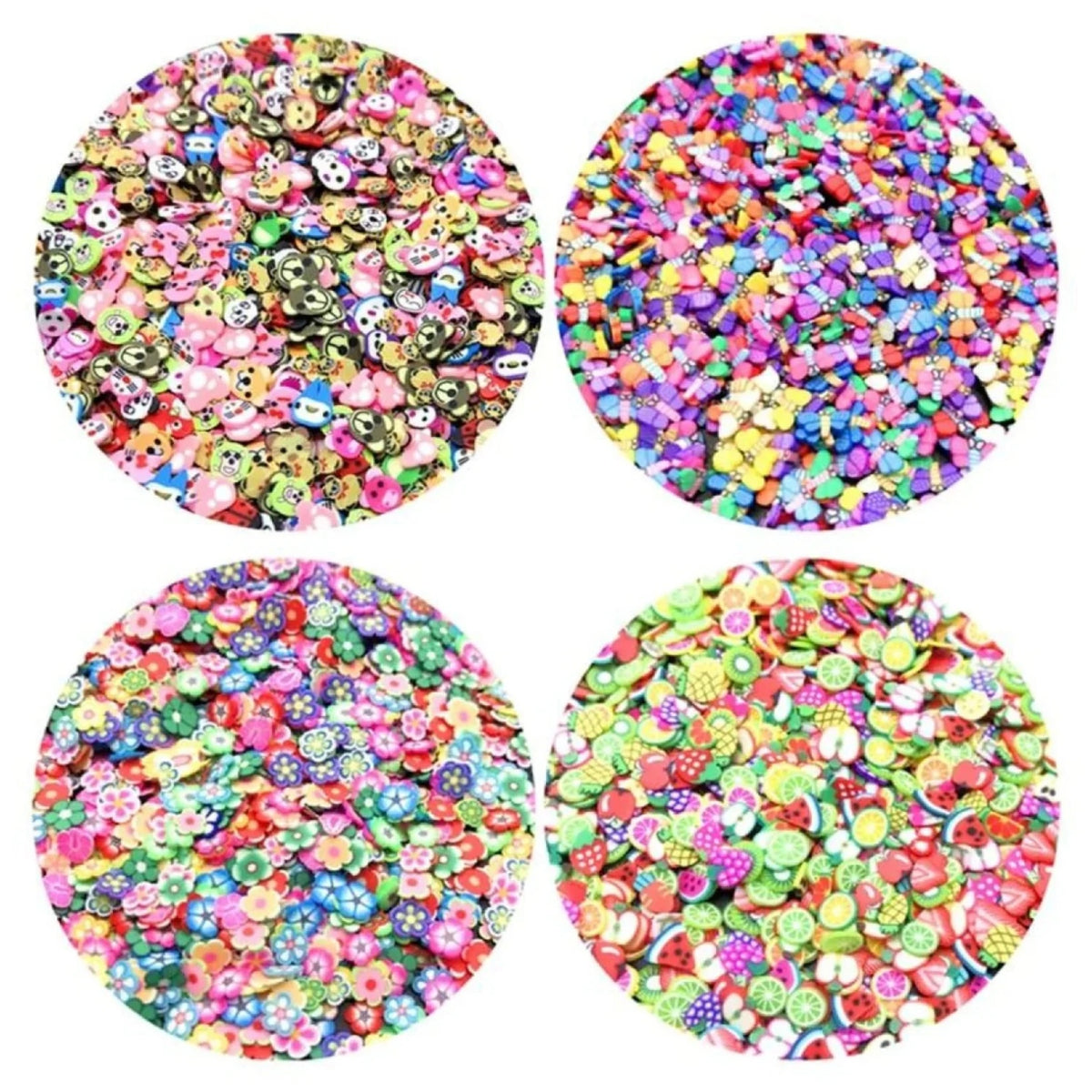 1000Pcs 3-6Mm Mixed Fruit Animal Clay Beads Decoration Crafts Scrapbook Nail Art - Tube Cuts