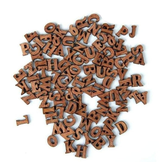 100Pcs Dark Brown Wooden Letters Set Alphabet Craft Childrens Learning Toys And Educational