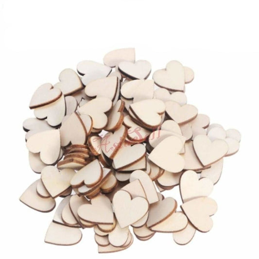 100X Hearts 20Mm Wooden Diy Craft Wood Toys And Educational
