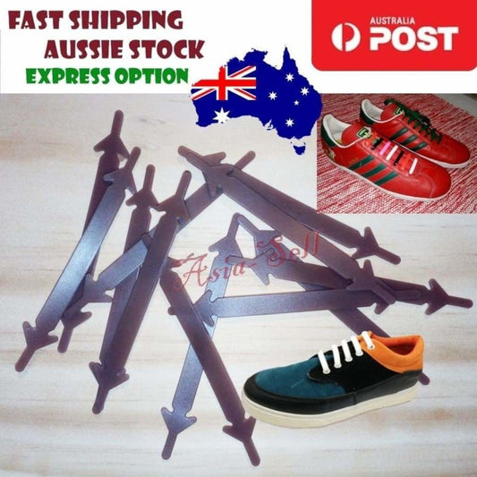 12pcs No Tie Shoelaces BROWN Womens Mens Shoe Laces Plastic Silicone Silicon | Asia Sell
