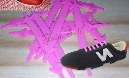 12pcs No Tie Shoelaces PINK Womens Mens Shoe Laces Plastic Silicone SIlicon | Asia Sell