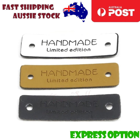 12X Sewing Tags Clothing Labels Faux Leather Handmade Limited Edition Bags Diy Accessories